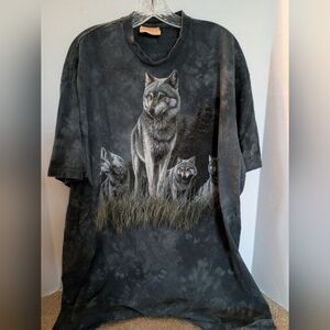 Vintage Wolf T Shirt Classic Graphic Tee Shirts Artist Painting The Mountain XXL